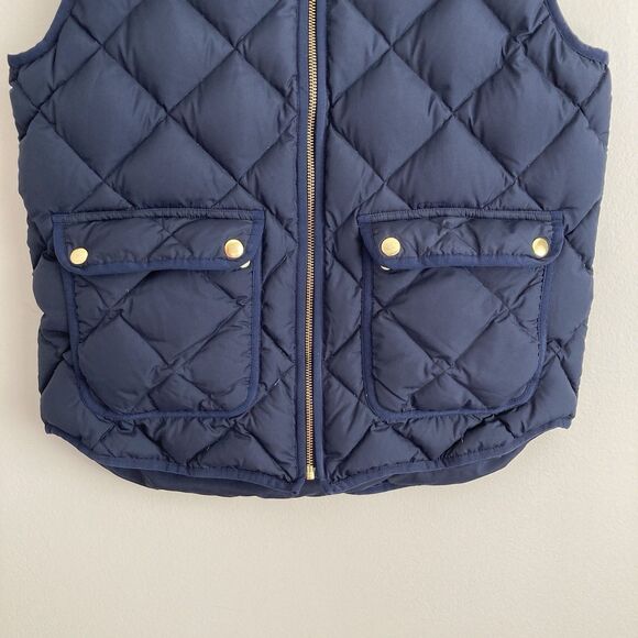 J Crew Womens Navy Blue Excursion Quilted Puffer Down Vest Size Medium Preppy - Picture 5 of 10
